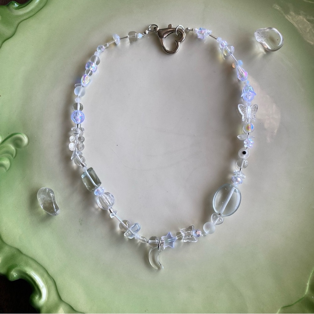 Crystal Vision Clear Beaded Rainbow Necklace Opal Butterflies Flowers Moon - Picture 3 of 11